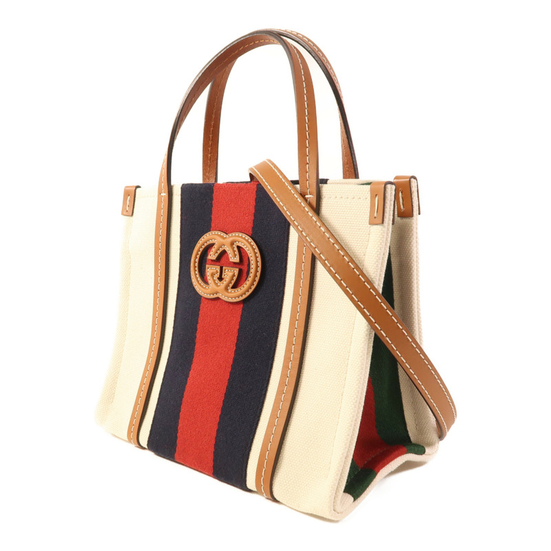 GUCCI 帆布Interlocking Tote金扣手挽肩背兩用袋-2