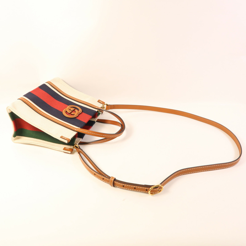 GUCCI 帆布Interlocking Tote金扣手挽肩背兩用袋-7