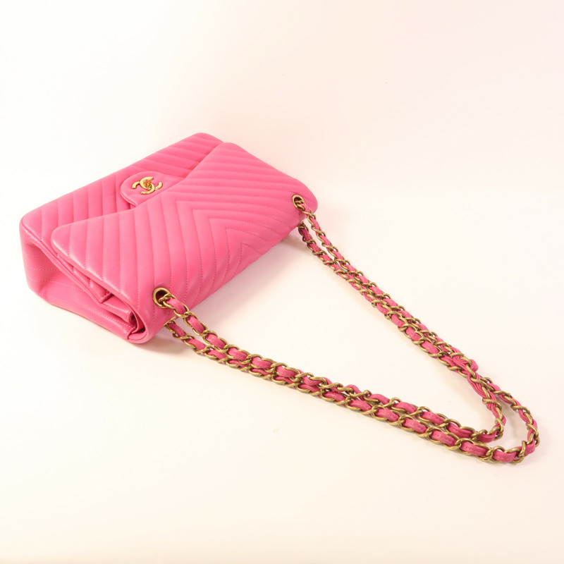 CHANEL 羊皮皮革Large Classic金扣鏈帶肩背袋-6