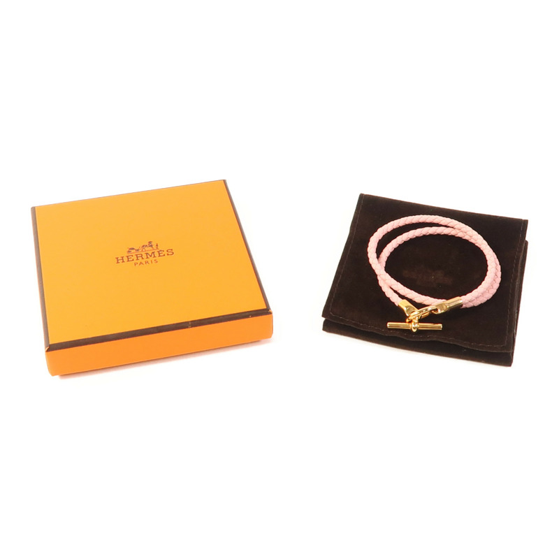 HERMES 牛皮皮革Glenan Double Tour Bracelet金扣手帶-8
