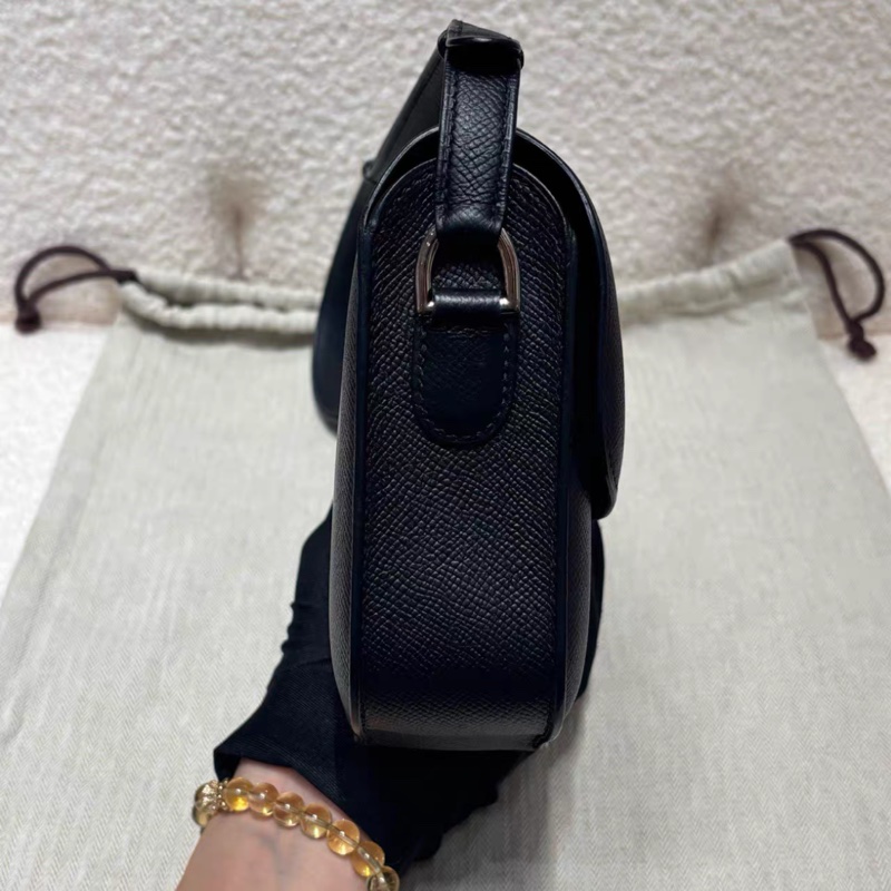 99新Hermes/愛馬仕 cherche midi 25 豬鼻子 黑銀 epsom X刻-1