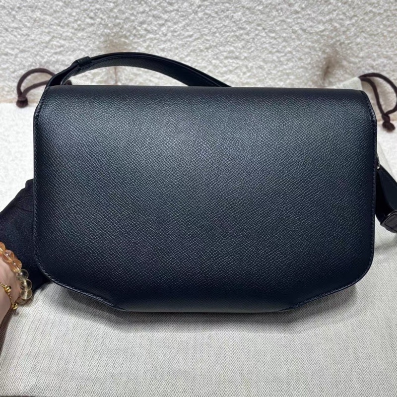 99新Hermes/愛馬仕 cherche midi 25 豬鼻子 黑銀 epsom X刻-3