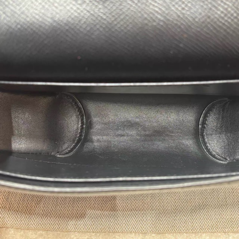 99新Hermes/愛馬仕 cherche midi 25 豬鼻子 黑銀 epsom X刻-6