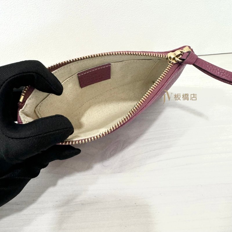 gucci桃紅牛皮金色草寫logo拉鍊小可愛806480512-5