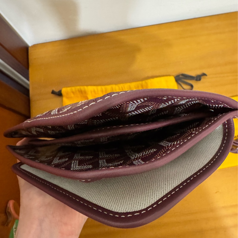 全新 Goyard plumet 信封包 勃艮第紅-5
