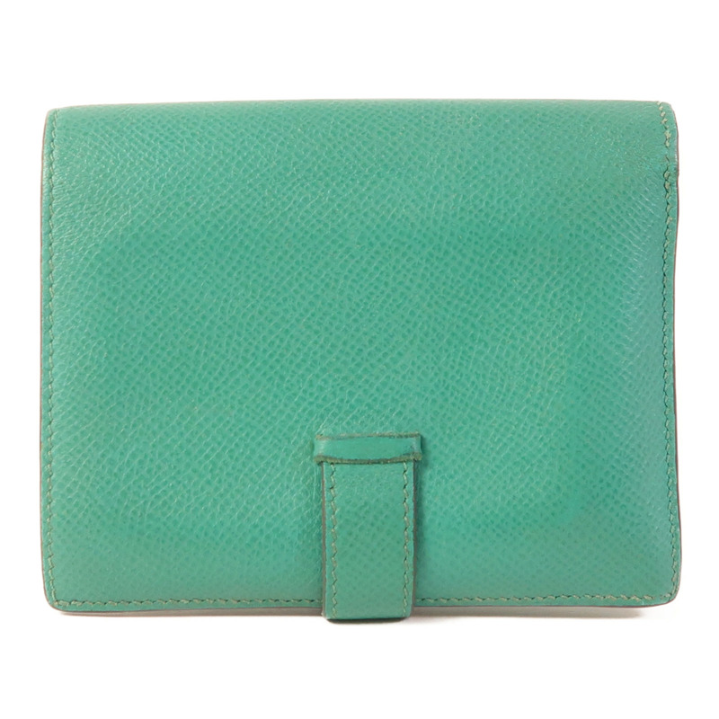 HERMES Epsom皮革Bearn Compact金扣錢包Vert Jade-1