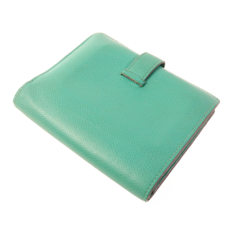 HERMES Epsom皮革Bearn Compact金扣錢包Vert Jade-3