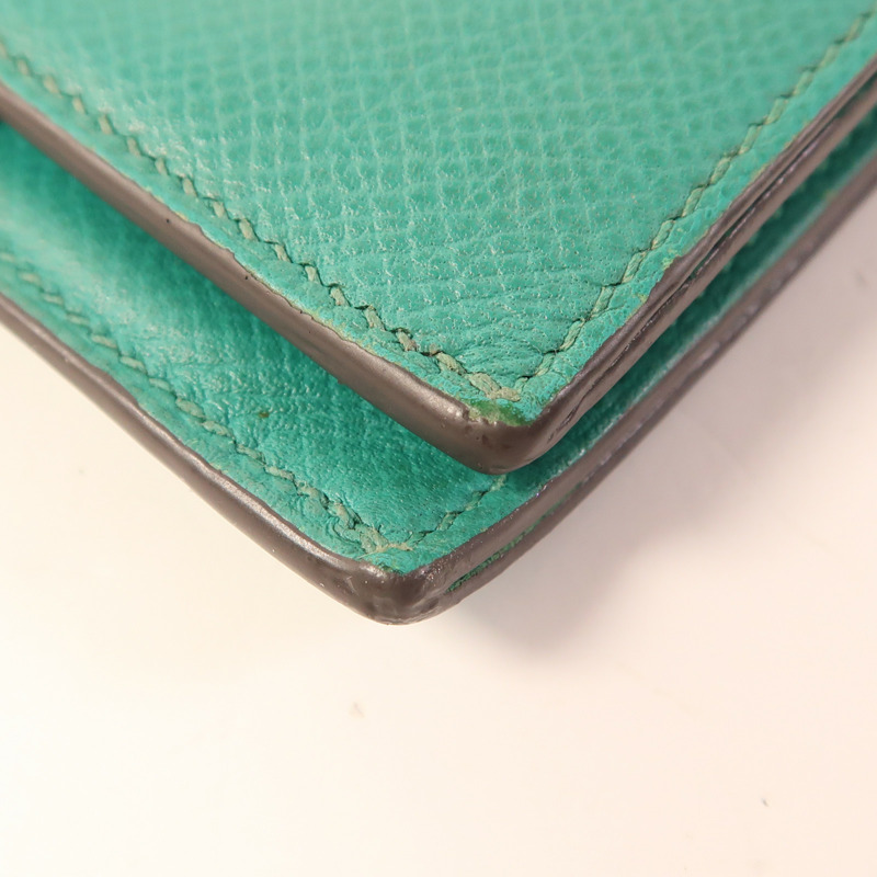HERMES Epsom皮革Bearn Compact金扣錢包Vert Jade-8
