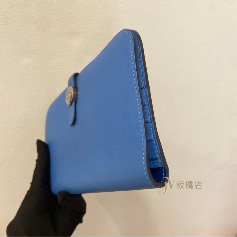 HERMES P3北方藍銀釦Swift皮Dogon長夾-1