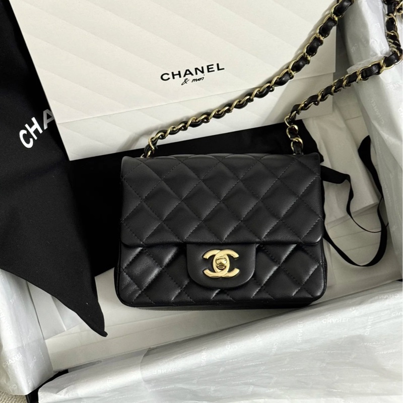 芯片款🌟全新大全配🈶️購證❤️ 香奈兒 #黑金 #經典 #方胖子 #CF 17公分-0