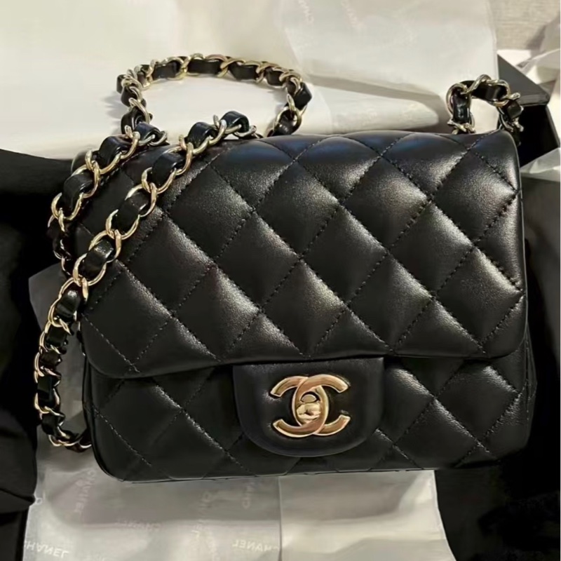 芯片款🌟全新大全配🈶️購證❤️ 香奈兒 #黑金 #經典 #方胖子 #CF 17公分-5