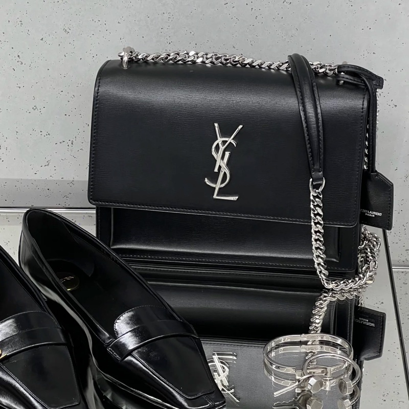 超便宜🈶️購證❤️ #YSL #黑銀 #sunset #日落包 #中號-0