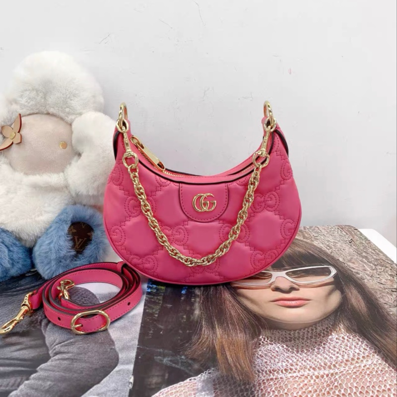 全新閒置🈶️購證❤️ #gucci #粉色 全皮 #月牙包 #豌豆包 #月亮包-3