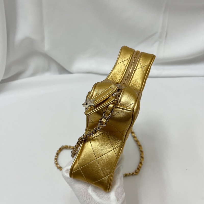 莉亞精品♡Chanel AS4579 星星斜背包 金色x金 全新閒置品-11