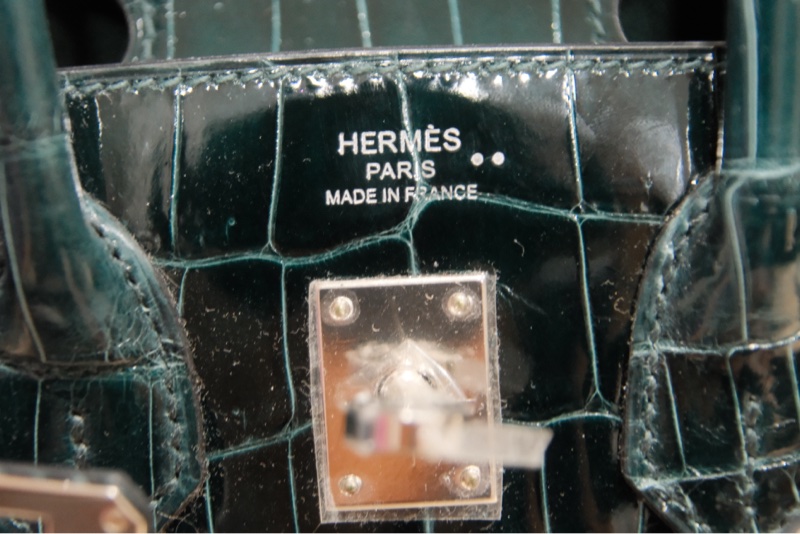 全新HERMES鱷魚皮祖母綠鉑金25公分-4