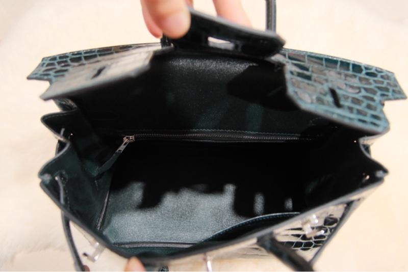 全新HERMES鱷魚皮祖母綠鉑金25公分-6