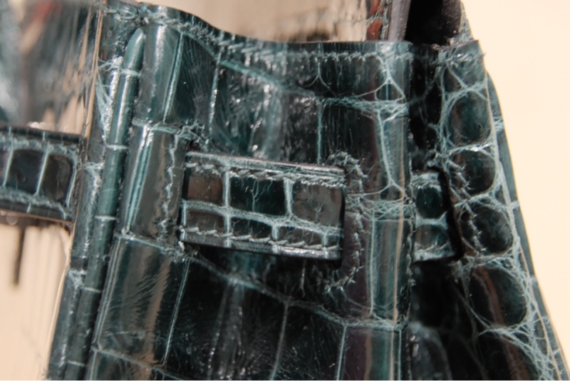 全新HERMES鱷魚皮祖母綠鉑金25公分-7