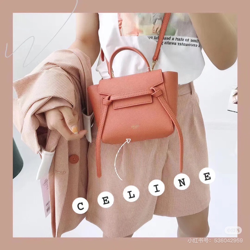 99新🌟 celine #珊瑚粉 #蜜桃粉 全皮 #鯰魚包 #nano-1