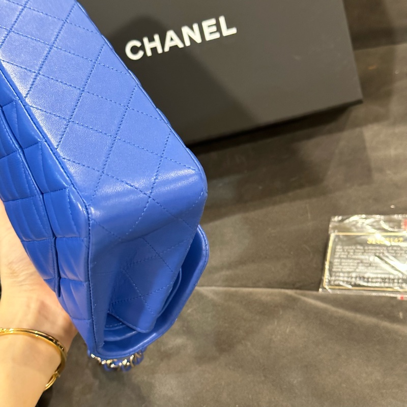 全新閒置 帶膜 全配❤️ 香奈兒 #藍金 #CF23 #小號 #羊皮-9