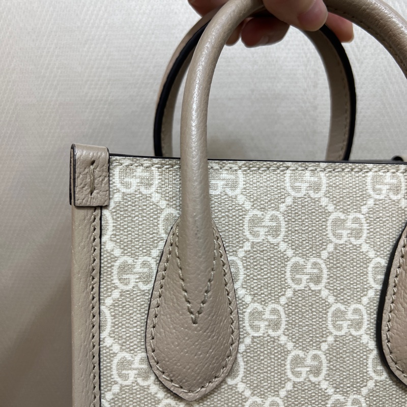 Gucci 燕麥PVC燕麥牛皮霧金釦手提斜背mini琴譜包-5