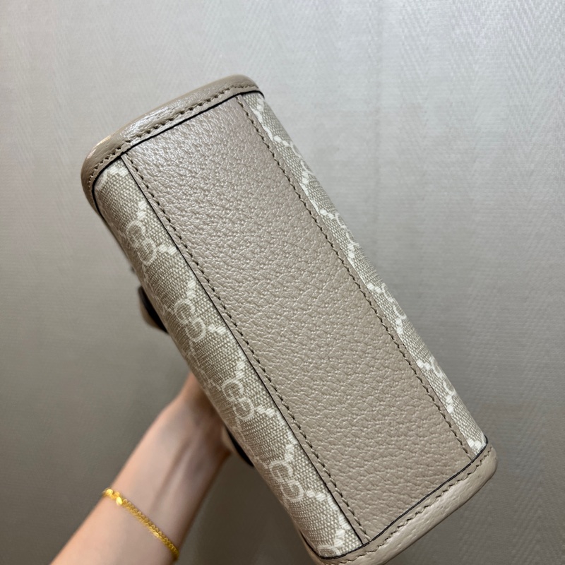 Gucci 燕麥PVC燕麥牛皮霧金釦手提斜背mini琴譜包-6