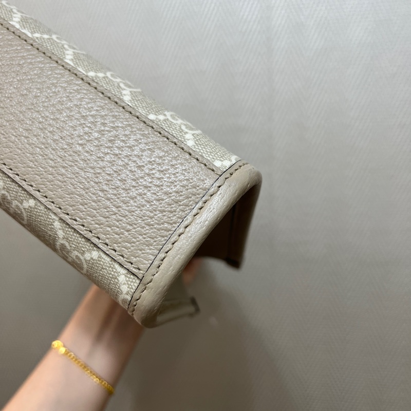 Gucci 燕麥PVC燕麥牛皮霧金釦手提斜背mini琴譜包-8