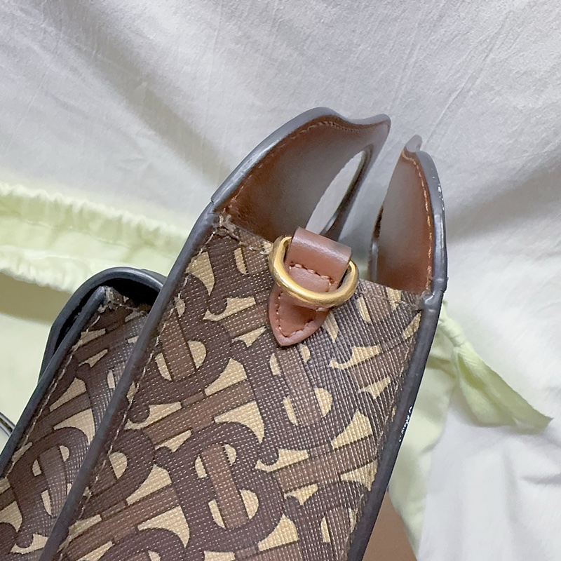 二手Burberry pocket系列迷你款TB字母條紋帆布手提斜背包 Burberry包 Burberry托特包-15
