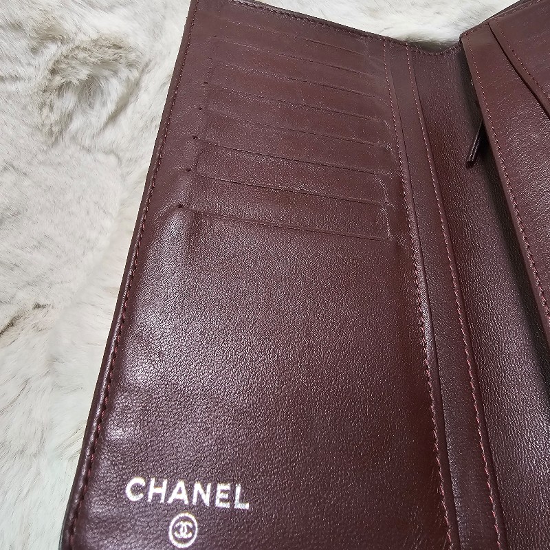 CHANEL 經典菱格紋 #黑色羊皮 #長夾 Wallet 長皮夾 #銀釦 義大利製-10