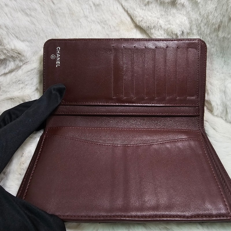 CHANEL 經典菱格紋 #黑色羊皮 #長夾 Wallet 長皮夾 #銀釦 義大利製-11