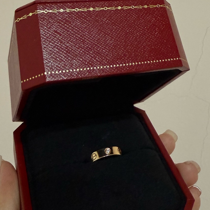 LOVE戒指 玫瑰金 小型款 1顆鑽石-1