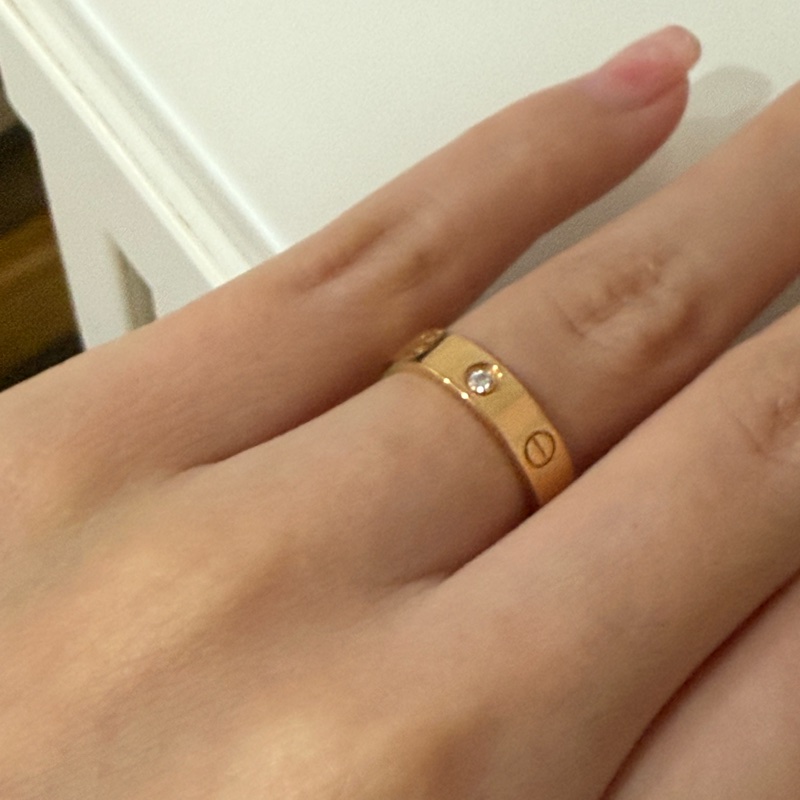 LOVE戒指 玫瑰金 小型款 1顆鑽石-3