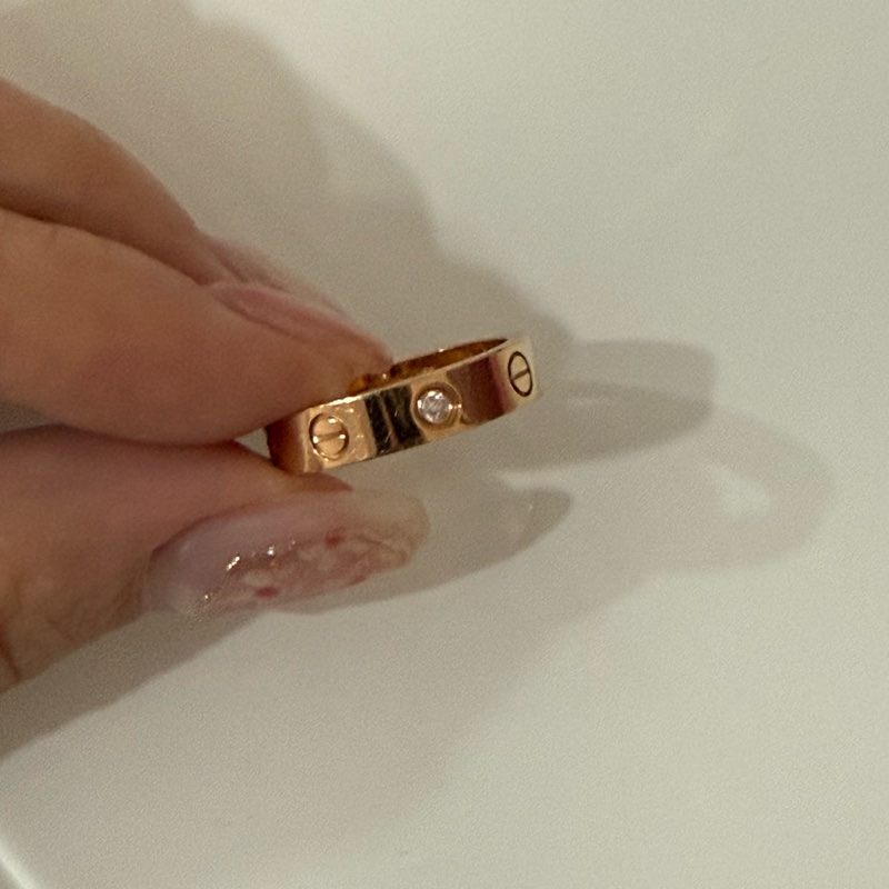LOVE戒指 玫瑰金 小型款 1顆鑽石-5