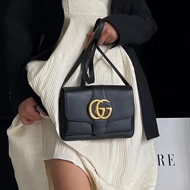 98新🌟Gucci黑金全皮Aril系列大logo單肩斜挎包-3