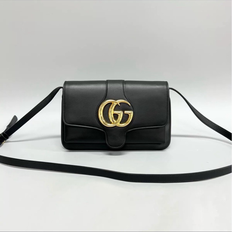 98新🌟Gucci黑金全皮Aril系列大logo單肩斜挎包-8