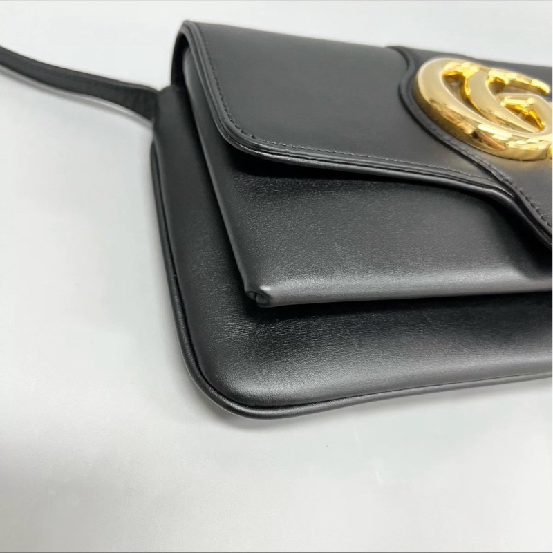 98新🌟Gucci黑金全皮Aril系列大logo單肩斜挎包-12