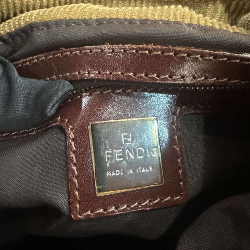 Fendi 燈芯絨肩背包/王吉娜古董精品-8