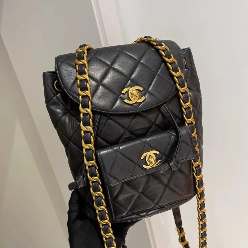 Chanel duma 黑金後背包/王吉娜古董精品-0