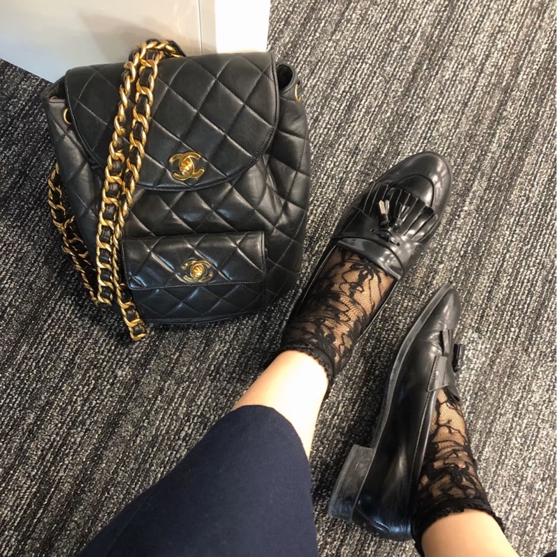 Chanel duma 黑金後背包/王吉娜古董精品-1