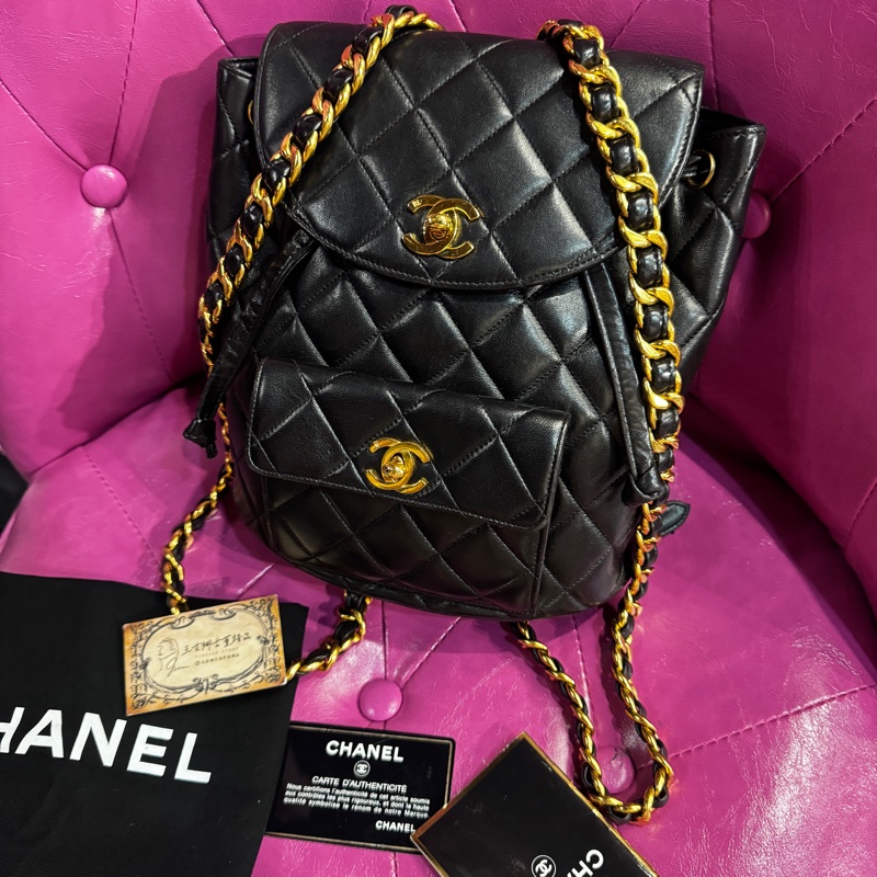 Chanel duma 黑金後背包/王吉娜古董精品-2