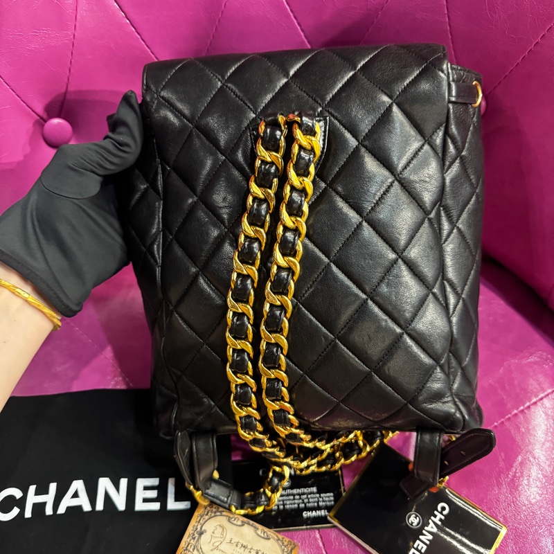 Chanel duma 黑金後背包/王吉娜古董精品-4