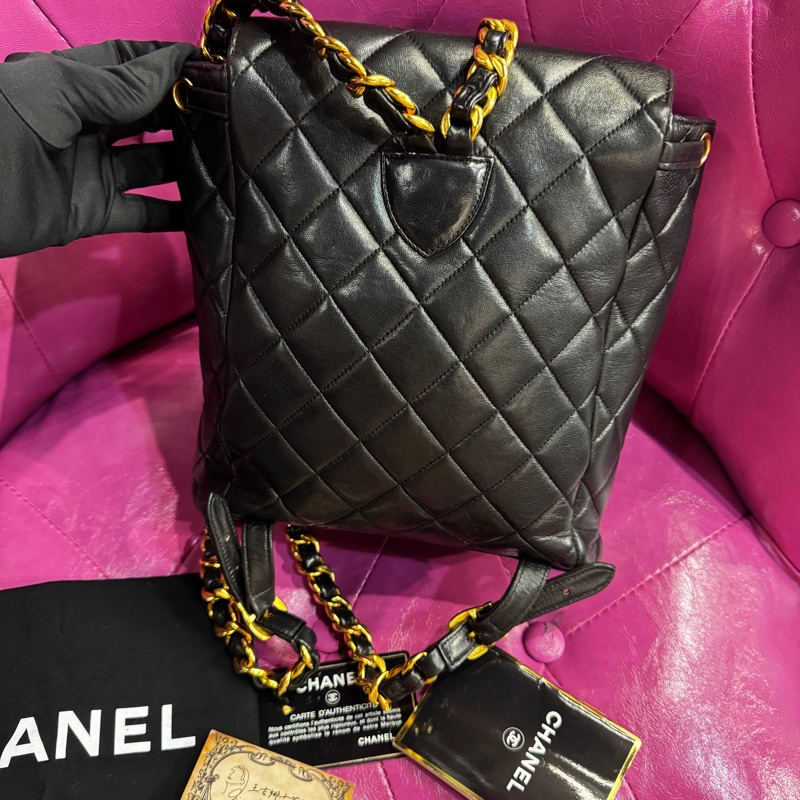 Chanel duma 黑金後背包/王吉娜古董精品-5