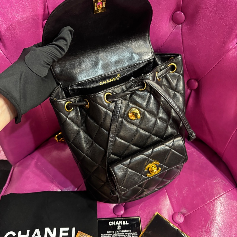 Chanel duma 黑金後背包/王吉娜古董精品-8