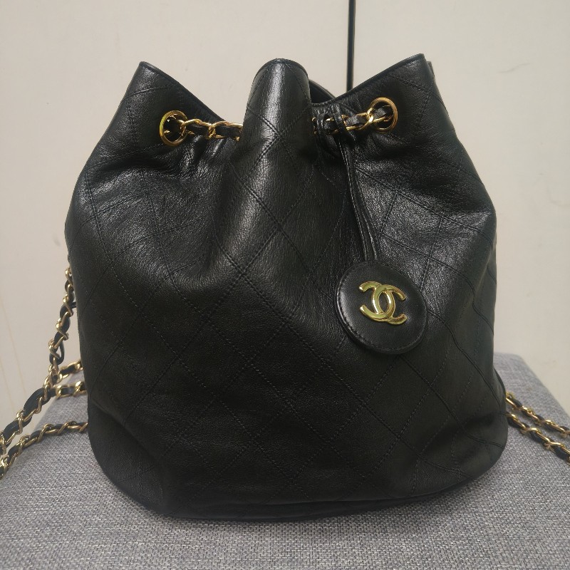 ㊣✨CHANEL✨香奈兒 黑色 老香 小香 Vintage 雙C 多背法 水桶包 肩背包/二手包/二手精品🌳二手樹屋🌳-1