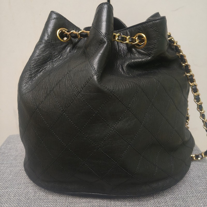 ㊣✨CHANEL✨香奈兒 黑色 老香 小香 Vintage 雙C 多背法 水桶包 肩背包/二手包/二手精品🌳二手樹屋🌳-3