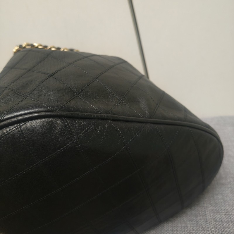 ㊣✨CHANEL✨香奈兒 黑色 老香 小香 Vintage 雙C 多背法 水桶包 肩背包/二手包/二手精品🌳二手樹屋🌳-11