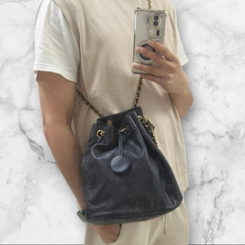 ㊣✨CHANEL✨香奈兒 黑色 老香 小香 Vintage 雙C 多背法 水桶包 肩背包/二手包/二手精品🌳二手樹屋🌳-45