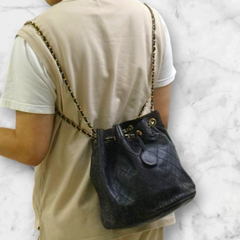 ㊣✨CHANEL✨香奈兒 黑色 老香 小香 Vintage 雙C 多背法 水桶包 肩背包/二手包/二手精品🌳二手樹屋🌳-46