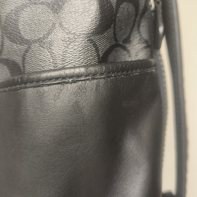 來囉‼️來囉‼️雙11優惠上車囉🚒超狂降價只到11/11🎁㊣✨COACH✨蔻馳 黑色 老花 皮革 掀蓋 抽繩 後背包/二手包/二手精品🌳二手樹屋🌳-26