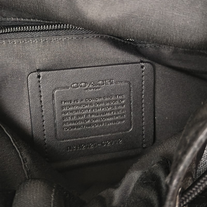 來囉‼️來囉‼️雙11優惠上車囉🚒超狂降價只到11/11🎁㊣✨COACH✨蔻馳 黑色 老花 皮革 掀蓋 抽繩 後背包/二手包/二手精品🌳二手樹屋🌳-46