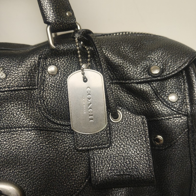 🔥年終狂降🔥【限時降價只到12/31(原7,800)】【9成新】㊣✨COACH✨蔻馳 金屬 黑銀 皮革 旋轉釦 波士頓 肩背包 手提包 斜背包/二手包/二手精品🌳二手樹屋🌳-19